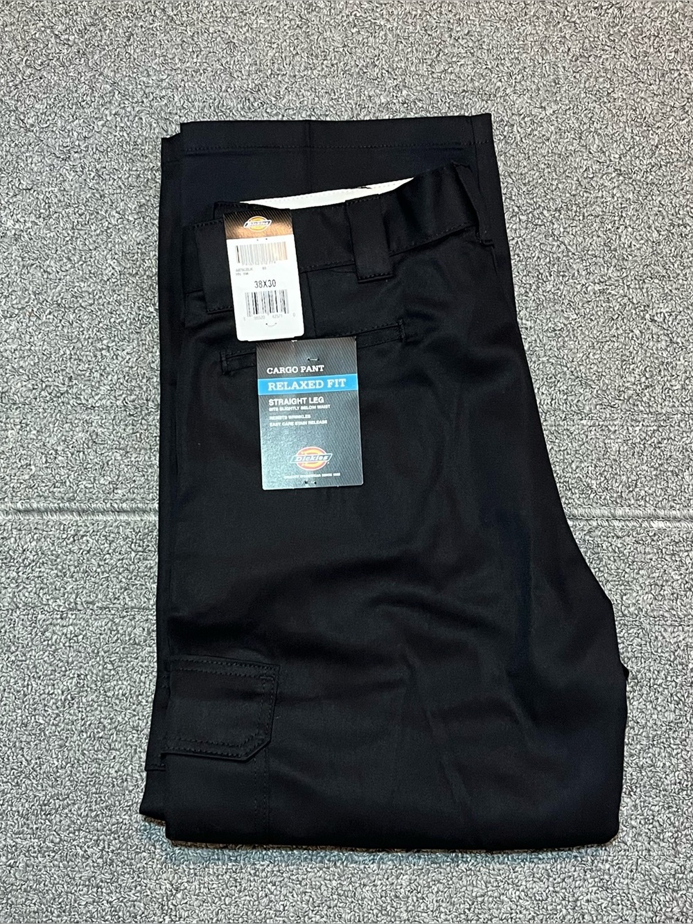 Dickies Cargo Pant Relaxed Fit Straight Leg Pants Mens Size 38X30 Black NWT